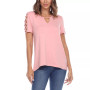 Women's Keyhole Neck Cutout Short Sleeve Top