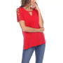 Women's Keyhole Neck Cutout Short Sleeve Top