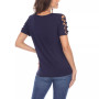 Women's Keyhole Neck Cutout Short Sleeve Top