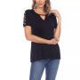 Women's Keyhole Neck Cutout Short Sleeve Top