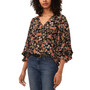 Women's Floral-Print Smocked-Cuff Top