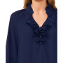Women's Ruffled V-Neck Button-Front Long-Sleeve Top