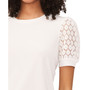 Women's Short Sleeve Mixed Media Lace Knit Top