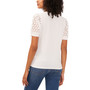 Women's Short Sleeve Mixed Media Lace Knit Top