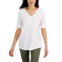 Solid Elbow-Sleeve Henley Tunic Top, Created for Macy's
