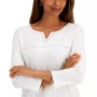 Cotton Studded Split-Neck Top, Created for Macy's