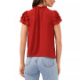 Women's Flutter Sleeve V-Neck Top with Tie