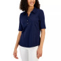 Women's Cotton Woven Half-Button Top, Created for Macy's