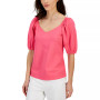 Women's Serenity Knit Puff-Sleeve Sweetheart Top