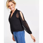 Women's Crinkle Chiffon Cold-Shoulder Blouse, Created for Macy's