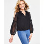 Women's Crinkle Chiffon Cold-Shoulder Blouse, Created for Macy's