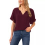 Women's Short Sleeve Drop-Shoulder Wide Scoop-Neck Blouse