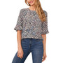 Women's Animal Printed Short-Ruffled-Sleeve Top