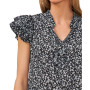 Women's Short Sleeve Ruffled Tie V-Neck Blouse