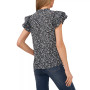 Women's Short Sleeve Ruffled Tie V-Neck Blouse