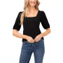 Women's Short Puff-Sleeve Square Neck Knit Top