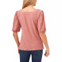 Women's Short Puff-Sleeve Square Neck Knit Top