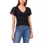 Women's Flutter Short Sleeve V-Neck Knit Top