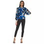 Abstract Print Cinched Long Sleeve Blouse