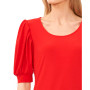 Women's Elbow-Sleeve Scoop-Neck Shirred Knit Top