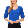 Women's Elbow-Sleeve Scoop-Neck Shirred Knit Top