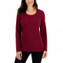 Long Sleeve Cotton Scoop-Neckline Top, Created for Macy's