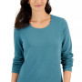Long Sleeve Cotton Scoop-Neckline Top, Created for Macy's