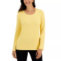 Long Sleeve Cotton Scoop-Neckline Top, Created for Macy's