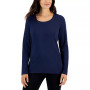 Long Sleeve Cotton Scoop-Neckline Top, Created for Macy's