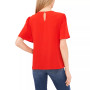 Women's Crew Neck Short Sleeve Pin-Tuck Blouse