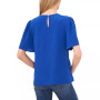 Women's Crew Neck Short Sleeve Pin-Tuck Blouse