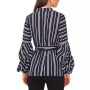 Women's Striped Tiered-Sleeve Tie-Front Blouse