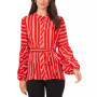 Women's Striped Tiered-Sleeve Tie-Front Blouse