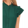 Women's Short Sleeve Pin-tuck Ruffled Button-up Blouse