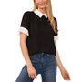 Women's Short Sleeve Color Blocked Collared Blouse