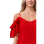 Women's Short Sleeve Flocked Cold-Shoulder Flutter Top