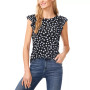 Women's Double Ruffled-Sleeve Printed Knit Top