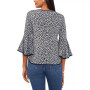 Petite Contrast-Trim Bell-Sleeve Top