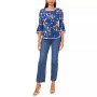 Petite Contrast-Trim Bell-Sleeve Top