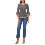 Petite Contrast-Trim Bell-Sleeve Top