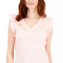 Women's Cotton Solid-Color Ruffled Henley Top