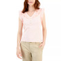 Women's Cotton Solid-Color Ruffled Henley Top