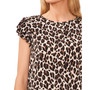 Women's Double-Ruffle Short-Sleeve Animal-Print Top