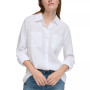 Women's Crepe Gauze Button-Up Roll-Tab Shirt