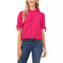 Women's Cotton Ruffled Bow Sleeve Mock Neck Blouse