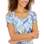 Women's Printed Knit Cold-Shoulder Top, Created for Macy's