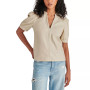 Women's Jane Faux-Leather Puff-Sleeve Top
