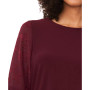 Women's 3/4 Sleeve Mixed-Media Ruffled-Sleeve Knit Top