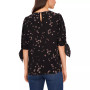 Women's Bow Detail Printed Puff Sleeve Blouse Top