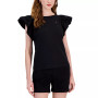 Women's Mixed-Media Flutter-Sleeve Top